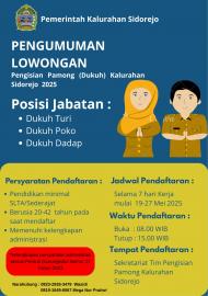 Pengumuman Pengisian Pamong Kalurahan Sidorejo Tahun 2025